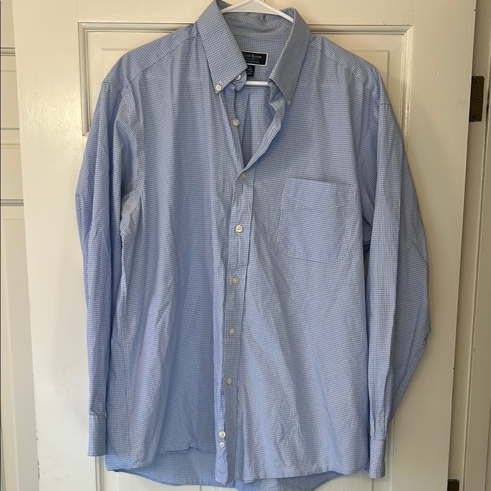 Club Room Men’s Light Blue Micro-Check Button-Down Shirt